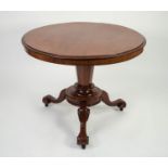 VICTORIAN MAHOGANY BREAKFAST TABLE, the moulded, circular, tilt top above a tapering, panelled