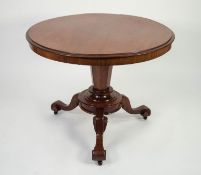 VICTORIAN MAHOGANY BREAKFAST TABLE, the moulded, circular, tilt top above a tapering, panelled