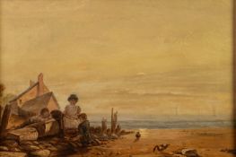 FOLLOWER OF WILLIAM COLLINS R.A. (1788-1847)  OIL PAINTINGS ON CANVASES, A PAIR  beach scenes, one