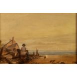 FOLLOWER OF WILLIAM COLLINS R.A. (1788-1847)  OIL PAINTINGS ON CANVASES, A PAIR  beach scenes, one