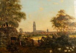 ENGLISH SCHOOL (NINETEENTH CENTURY)  OIL PAINTING ON RELINED CANVAS   A View of Boston,