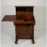 NINETEENTH CENTURY FIGURED ASH WOOD DAVENPORT DESK OF UNUSUAL CONFIGURATION, the slide to the side