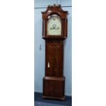 EARLY NINETEENTH CENTURY INLAID MAHOGANY LONGCASE CLOCK WITH ROLLING MOON PHASE, SIGNED THO.