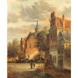 STOFFEL SCHRELIDER (DUTCH MODERN)  OIL PAINTING ON CANVAS  A pastiche Dutch townscape, signed