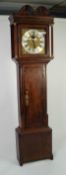 EIGHTEENTH CENTURY OAK LONGCASE CLOCK WITH ?PENNY? MOON PHASE, SIGNED JONATHAN LEES, BURY, the 13?