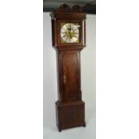 EIGHTEENTH CENTURY OAK LONGCASE CLOCK WITH ?PENNY? MOON PHASE, SIGNED JONATHAN LEES, BURY, the 13?