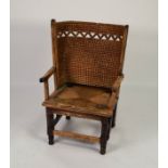 NINETEENTH CENTURY CHILD?S ORKNEY CHAIR, with dark stained pine frame, 34? (86.4cm) high C/R-