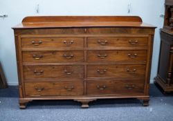 GEORGIAN LINE INLAID MAHOGANY LANCASHIRE CHEST, the part hinged oblong top with short back, set