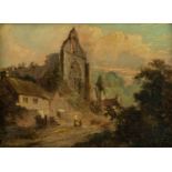R. DIXON ? (Nineteenth Century)  OIL PAINTING ON PANEL  Rural landscape with cottage and ruined
