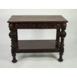 EDWARDS & ROBERTS VICTORIAN CARVED OAK SIDE TABLE IN THE EIGHTEENTH CENTURY STYLE, the moulded