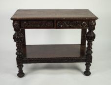 EDWARDS & ROBERTS VICTORIAN CARVED OAK SIDE TABLE IN THE EIGHTEENTH CENTURY STYLE, the moulded