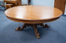 IMPRESSIVE VICTORIAN STYLE LARGE CARVED MAHOGANY CIRCULAR DINING OR BOARDROOM TABLE, the circular
