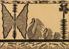 *SCOTTIE WILSON (Born Louis Freeman) (1891-1972) BLACK INK DRAWING 'Garden of Paradise'  signed '