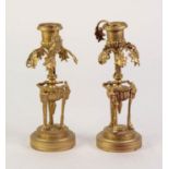 PAIR OF EMPIRE STYLE GILT METAL CANDLESTICKS, each with central column, issuing seven short arms