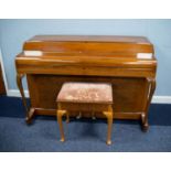 KEMBLE 'MINX MINIATURE PIANO', iron framed and overstrung in figured medium walnutwood case, with