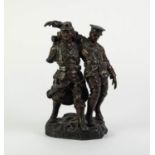 FRENCH PATINATED SPELTER GROUP, ?L?ALLIANCE?, modelled as two injured soldiers from different