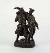 FRENCH PATINATED SPELTER GROUP, ?L?ALLIANCE?, modelled as two injured soldiers from different