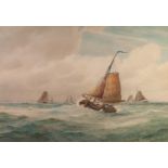 FREDERICK JAMES ALDRIDGE (1850-1933) WATERCOLOUR 'Off the Dogger Bank' Signed and dated (18)88 lower