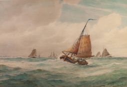 FREDERICK JAMES ALDRIDGE (1850-1933) WATERCOLOUR 'Off the Dogger Bank' Signed and dated (18)88 lower