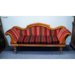 VICTORIAN WALNUT DOUBLE SCROLL END SOFA, the shaped back enclosing a padded back, and set above scr