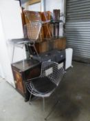A SET OF FOUR WIRE PATTERN SINGLE CHAIRS