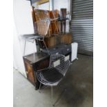 A SET OF FOUR WIRE PATTERN SINGLE CHAIRS