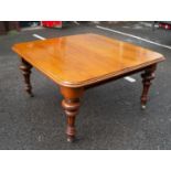VICTORIAN LARGE MEDIUM OAK EXTENDING DINING TABLE, oblong with quadrant corners, double moulded