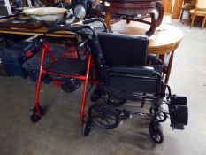 A BEN 9 NG WHEEL CHAIR AND A PUSH ALONG WALKER AND SEAT (2)