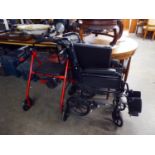 A BEN 9 NG WHEEL CHAIR AND A PUSH ALONG WALKER AND SEAT (2)