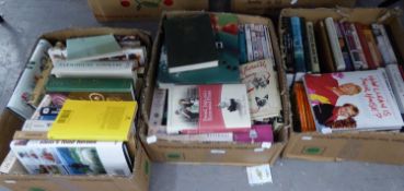 A GOOD SELECTION OF BOOKS, INCLUDING COOKERY ETC.. AND A SMALL SELECTION OF DVD's (QUANTITY)