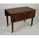 EARLY NINETEENTH CENTURY MAHOGANY PEMBROKE TABLE, of typical form with turned wood handles to the