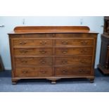 GEORGIAN LINE INLAID MAHOGANY LANCASHIRE CHEST, the part hinged oblong top with short back, set