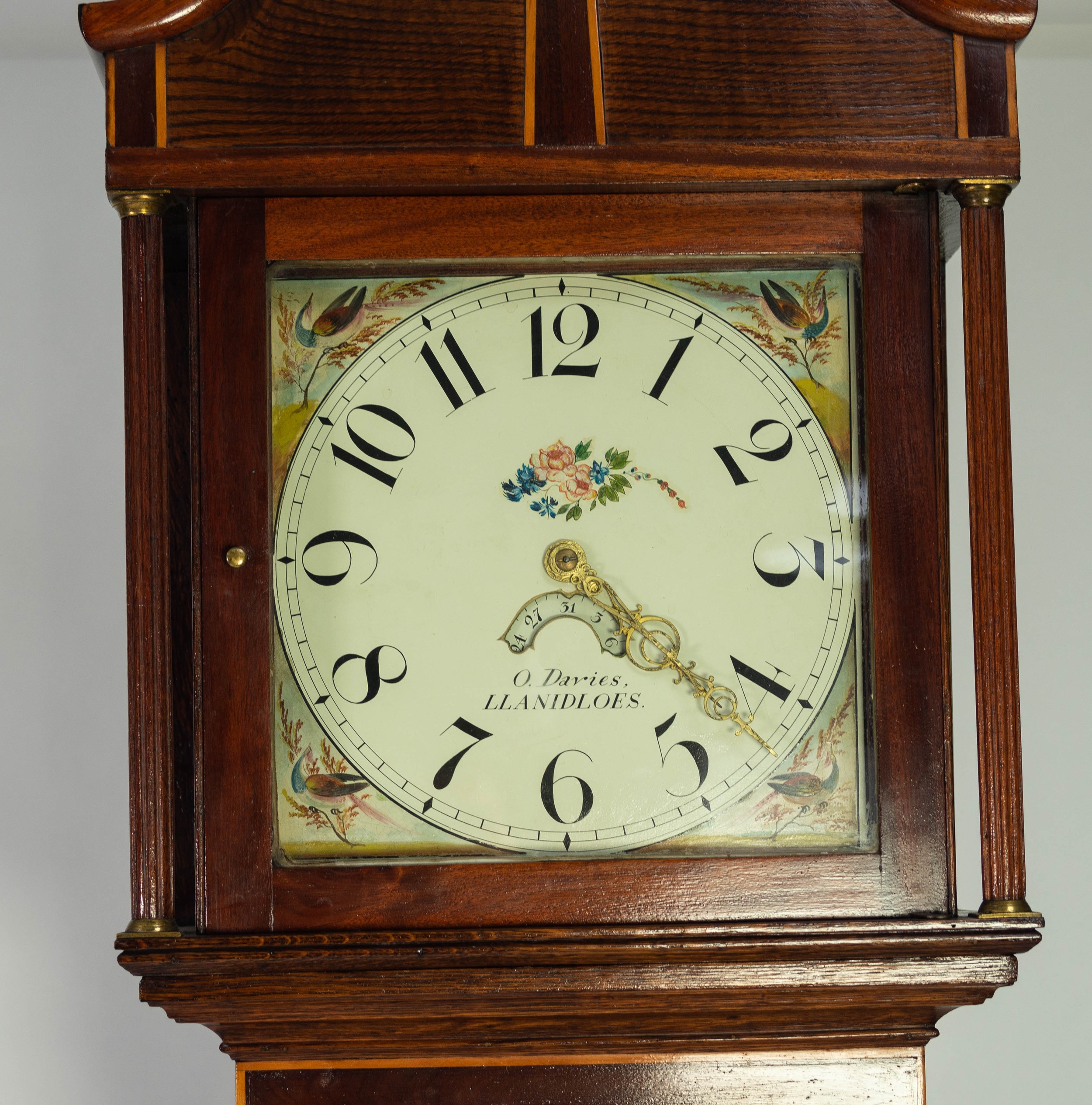 EIGHTEENTH CENTURY OAK AND MAHOGANY CROSSBANDED LONGCASE CLOCK SIGNED O. DAVIES, LLANIDLOES, the 12? - Image 2 of 2