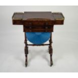 REGENCY MAHOGANY AND BRASS MOUNTED COMBINATION SEWING AND GAMES TABLE, the slide forward, oblong top