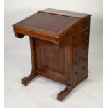 NINETEENTH CENTURY FIGURED ASH WOOD DAVENPORT DESK OF UNUSUAL CONFIGURATION, the slide to the side