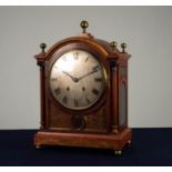 LATE 19th CENTURY MAHOGANY BRASS INLAID DOME TOP MANTEL CLOCK, the German Winterhalder & Hofmeier