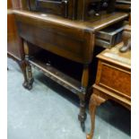 PEMBROKE STYLE OAK DROP LEAF TWO TIER TEA TROLLEY, WITH END DRAWER