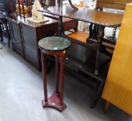 A REPRODUCTION GUERIDON, WITH SIMULATED MARBLE TOP, A REPRODUCTION COFFEE TABLE WITH DRAWERS AND