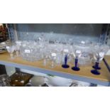 QUANTITY OF GLASS WARES VARIOUS TO INCLUDE; VASES, BISCUIT BARREL, DRINKING GLASSES ETC...