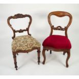 WILLIAM IV CARVED ROSEWOOD SINGLE DINING CHAIR, the scroll carved open and waisted back above a
