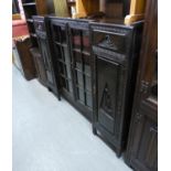 CHINESE CARVED HARDWOOD INVERSE BREAKFRONT DISPLAY CABINET, 4?8? WIDE, 3?8? HIGH
