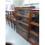 A FOUR PART EARLY TWENTIETH CENTURY MAHOGANY GLOBE WERNICKE TYPE SECTIONAL BOOKCASE WITH PLAIN UP