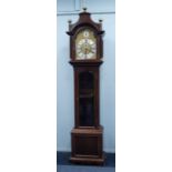 EARLY TWENTIETH CENTURY MAHOGANY MUSICAL LONGCASE CLOCK, the 12 ¼? brass dial with silvered