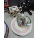 CROWN DORSET, STAFFORSHIRE CHINA 'HAPPY CHRISTMAS' TEAPOT, TWO CHINA DESSERT PLATES AND A BOWL, '