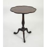 MODERN GEORGIAN STYLE MAHOGANY SNAP TOP OCCASIONAL TABLE, the scalloped top with moulded border, set