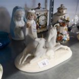 DAVID CORNELL FOR FRANKLIN MINT WHITE CHINA GROUP, ?UNICORN?; ?THE LEONARDO COLLECTION?, FIGURE OF A