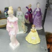 TWO ROYAL DOULTON FIGURES 'MELISSA' HN  2467, 'DAPHNE' HN 2268, ALSO TWO MODERN COALPORT FIGURES AND