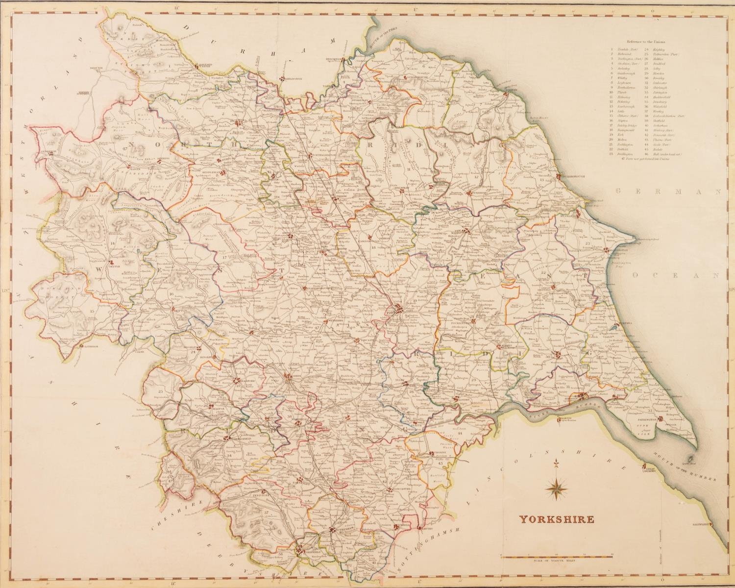 THREE ANTIQUE HAND COLOURED MAPS OF YORKSHIRE: YORKSHIRE, LEWIS: CREIGHTON and STARLING 15 ½? X