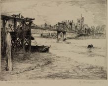 H. B. ANDREWS ARTIST SIGNED ORIGINAL ETCHING Lambeth Bridge and Palace Signed, titled and dated (