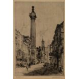 H. B. ANDREWS ARTIST SIGNED ORIGINAL ETCHING 'The Monument' to the Great Fire of London Signed,